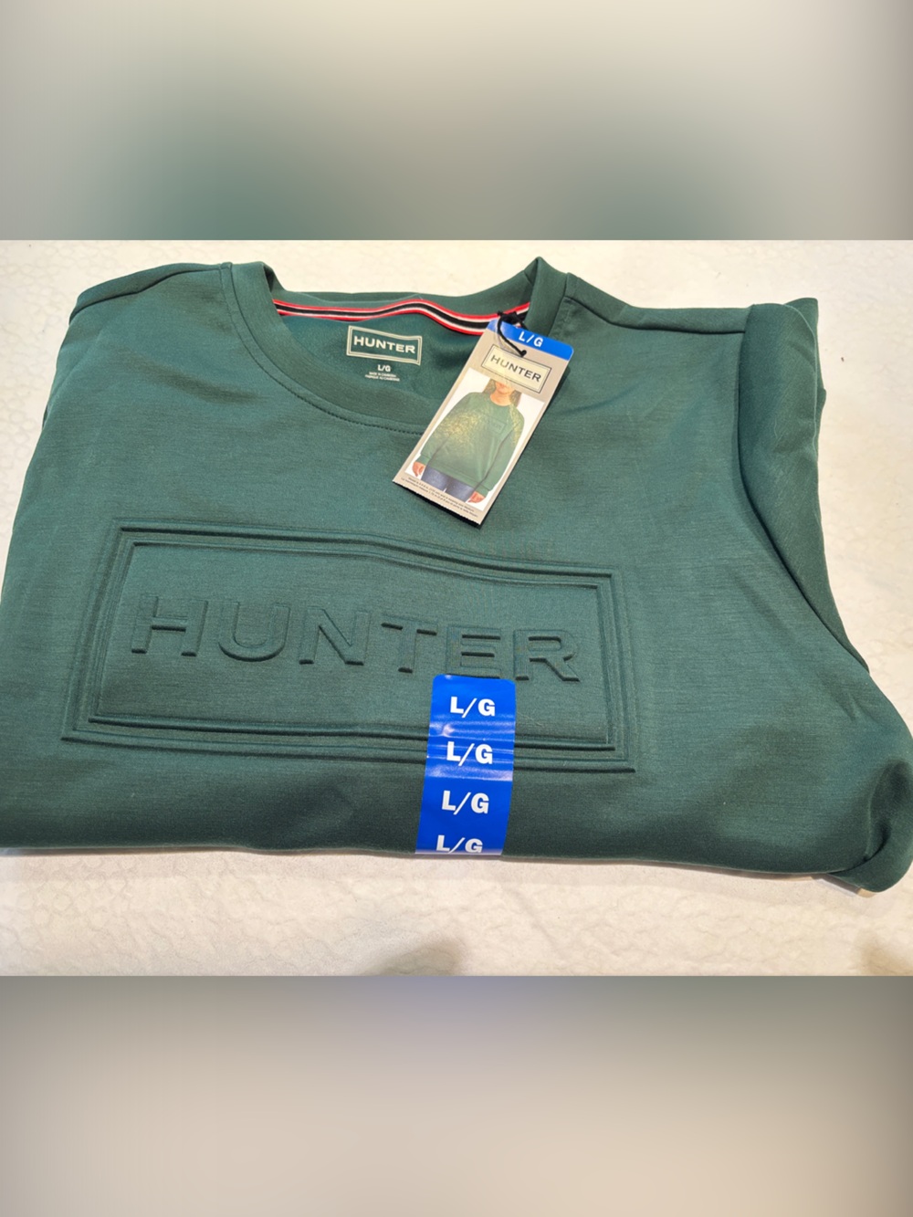 Hunter Green Embossed Logo Crewneck Sweatshirt